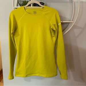 Nike Pro Women’s Medium M Yellow Highlighter Long Sleeve Dri Fit Therma Fit